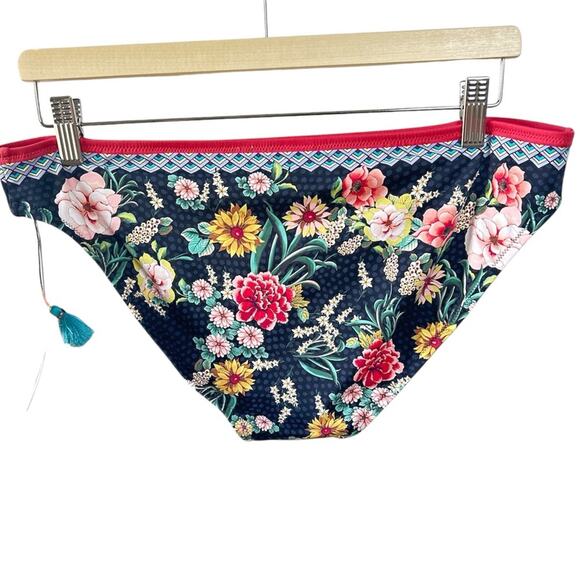 Johnny Was Mia Tie Front Black Floral Boho Bikini Size X-Large NWT - Picture 9 of 11